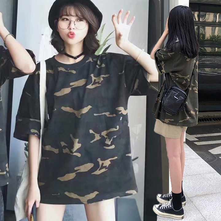 พร้อมส่งไทย-ราคาถูก-เสื้อยืดลายพราง-คอกลมแขนสั้น