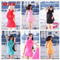 In Stock 16 Female High Collar Dress Red Yellow Hip Skirt Clothes JOA-51 Fit 12 Female Body JIAOU DOLL