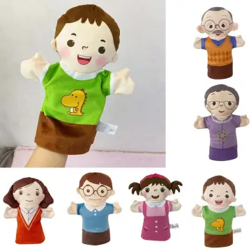 6 Pcs Family Hand Puppets 12 Inch Grandparents, Mom & Dad, Brother & Sister  Plush Hand Puppet Toys Role-Play Toy Puppets for Kids Storytelling