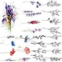 Small Purple Lavender Leaf Temporary Tattoos For Women Arm Clavicle Tatoo Sticker Watercolor Transferbale 3d Plants Tattoo Paper