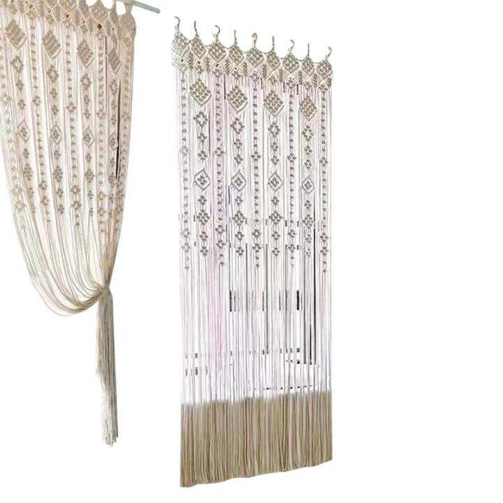 boho-macrame-ผ้าม่านแผง-macrame-ผ้าม่านแฮนด์เมดม่านหน้าต่างประตูม่านแขวนประตูแบ็คดรอปงานแต่งงานโบฮีเมียน