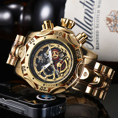 นาฬิกาผู้ชาย Invictas ผู้ชายควอตซ์นาฬิกาที่มีคุณภาพสูงผู้ชายสแตนเลสนาฬิกาสบายๆธุรกิจนาฬิกาหน้าปัดขนาดใหญ่ความรู้สึกอาวุโส