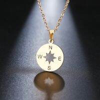 DOTIFI Stainless Steel Necklace For Women Lover 39;s Gold Color Tiny Round Compass Handmade necklace jewelry