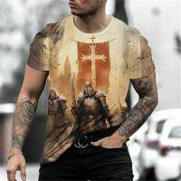 Holiday Vintage Templar Cross MenS T-Shirt Summer Casual Loose Short Sleeve Streetwear Sports Man Oversized Breathable Tees Top