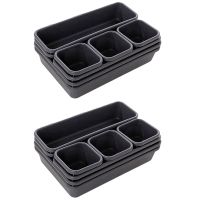 16X Organizer Box Trays Home Office Storage Kitchen Bathroom Closet Desk Box Black