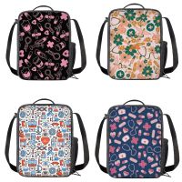 ┇ Cartoon Nurse Pattern Kids Lunch Bag Kindergarten Children Insulated Lunch Box with Shoulder Strap Reusable Lunch Bag for Picnic