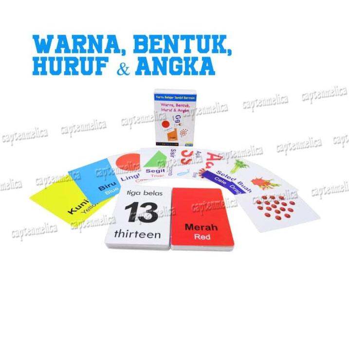 Kartu Flash Card Warna Bentuk Huruf Angka Kartu Bergambar Belajar