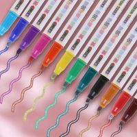 ปากกามาร์กเกอร์เส้นคู่สุดสร้างสรรค์8/12สีสำนักงานโรงเรียนปากกาปากกาเน้นข้อความหลากสี