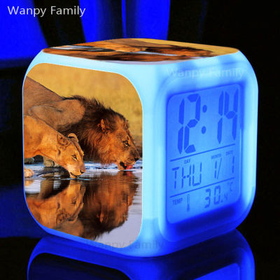 【Worth-Buy】 เปลี่ยนสีได้นาฬิกาดิจิตอล Led เรืองแสงเตือนภัยรูปสิงโตตัวผู้สำหรับเด็กนาฬิกาตั้งโต๊ะมัลติฟังก์ชั่น