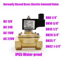 Normally Closed Brass Electric Solenoid Valve 1/4 3/8 1/2 3/4 1 1-1/4 12V 24V 110V 220V Water Oil Air IP65 Waterproof