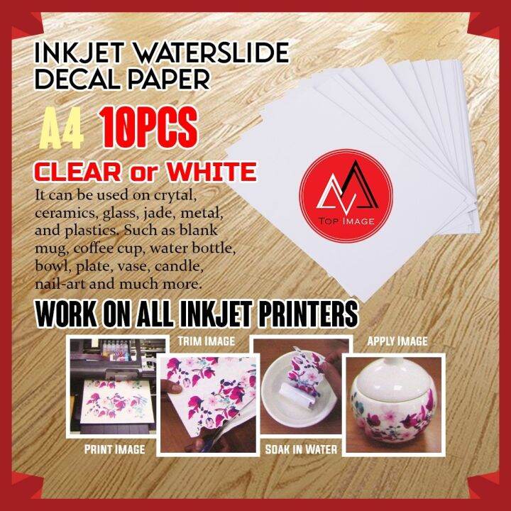 Waterslide Paper INKJET 10 Sheets Printable WaterSlide Transfer