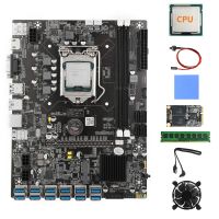 B75 USB BTC Miner Motherboard+CPU+4G DDR3 RAM+128G SSD+Fan+Thermal Pad+SATA Cable+Switch Cable 12USB3.0 LGA1155 MSATA