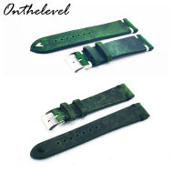 2021Onthelevel Handmade vintage watchband Genuine Leather Watch Strap Green Replacement Band Buckle 16 18 20 22 24 mm Quick releas