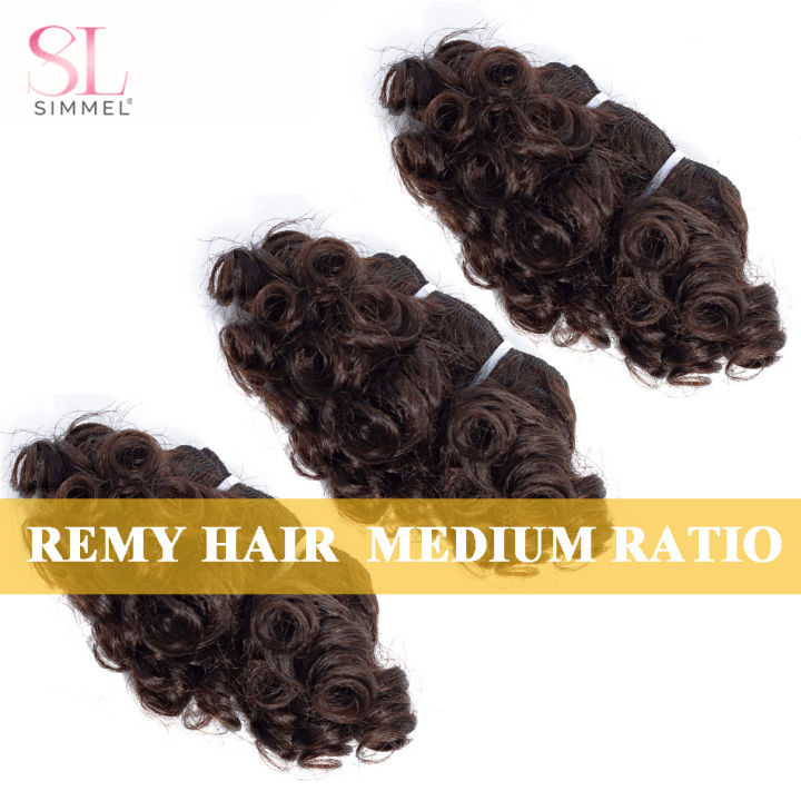 มัดผมลอนเด้งสั้นแบบอินเดีย6นิ้วต่อผมคน-remy-แบบสั้นผมต่อสีน้ำตาลมัดผมมนุษย์ราคาถูก