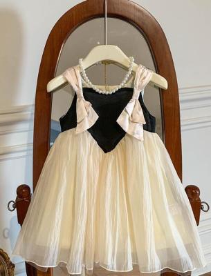 Retail New Baby Girls Boutique Fashion Bow Mesh Dress Princess Kids Elegant Party Dress 2-7 T