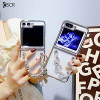 CSCR เคสโทรศัพท์แบบสร้อยข้อมือคริสตัลเพชรส่องแสงวิบวับผีเสื้อสำหรับ Samsung Z ฝาพับ5 Z เคสป้องกันเลนส์ Zflip3 Flip4ฝาหลังกันกระแทก