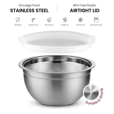 Stainless Steel Mixing Bowl with Airtight Lids Food Storage Nesting Bowl Mixing Bowls Set Versatile For Cooking Baking Tableware