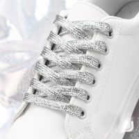 1 Pair Shiny Silver Thread Shoelaces Glitter Flat Shoelaces Sparkly Bootlaces Colors Shimmering 110cm Shoe Laces Colored