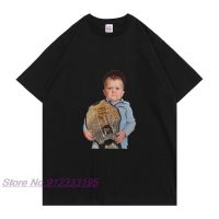 Funny Hasbulla Fighting Meme Tshirt Fan Gift Mini Khabib Blogger Tee Men Pure Cotton Oversized Graphics Print T-Shirt Tops