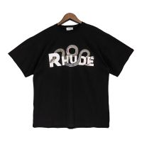 Rhude Black Short Sleeve T-Shirt Rhude High Street Retro Horse California Street View Print T-Shirt Logo Short Sleeve T-Shirt 【Size S-4XL-5XL-6XL】