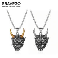 Bravego สร้อยคอแฟชั่นสำหรับผู้ชาย,สร้อยคอจี้ Grimace ทำจากสเตนเลสสตีลเสริมบุคลิกภาพเครื่องประดับสร้อยคอพังก์ปีศาจแตรทอง