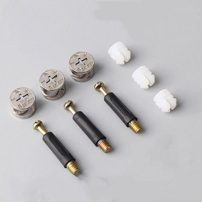 10/20Set Furniture Screw Three-In-One Eccentric Wheel Nut ConnectorBolt Clothes Cabine Desk Link Fixer M6 Length 32 35 40Mm Nails  Screws Fasteners