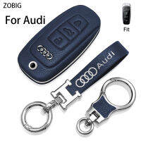 ZOBIG PC + ที่ห้อยกุญแจหนังฝาเคสกุญแจรถยนต์ปกสำหรับ Audi พร้อมพวงกุญแจสำหรับ A6L ออดี้ A6 A7 A8 Q7 Q8 E-Tron กุญแจรีโมตดั้งเดิม