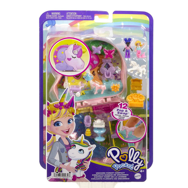 polly-pocket-unicorn-forest-compact-tea-party-themed-playset-with-glitter-horn-ราคา-1-150-บาท