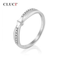 CLUCI Silver 925 Zircon Ring Fashion Female Jewelry 925 Sterling Silver Finger Pearl Ring Mounting Women Rings SR1078SB