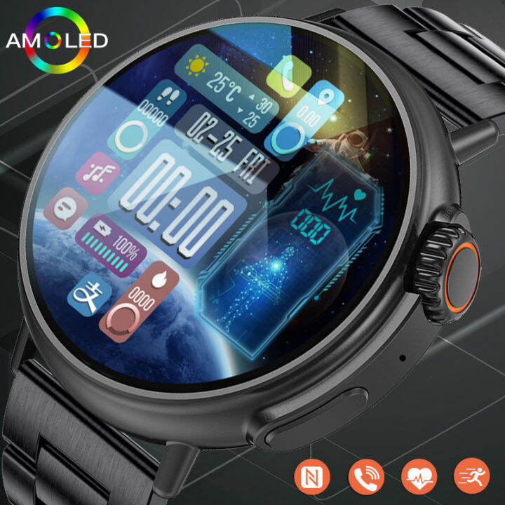 LIGE Wireless Charge AMOLED Smart Watch For Men Smartwatch Women NFC