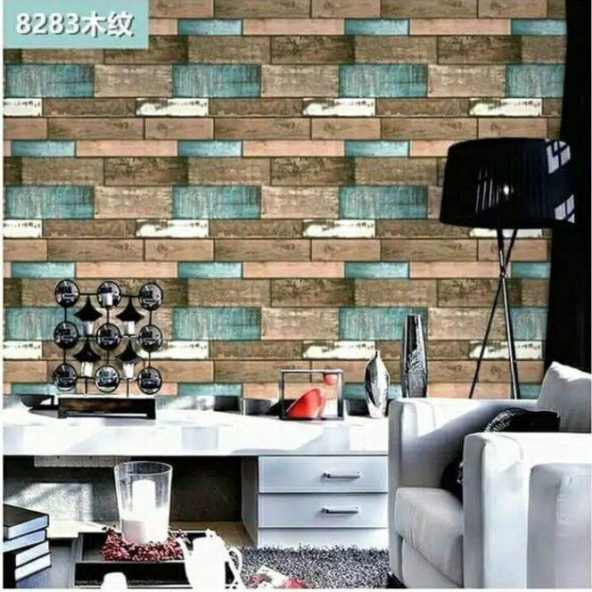 Wallpaper Dinding Motif Kayu Vintage Warna Ukuran Panjang 10meter X