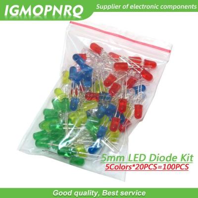 5Colors*20PCS=100PCS 5mm LED Diode Light Assorted Kit Green Blue White Yellow Red each 20pcs Component sample package F5MM