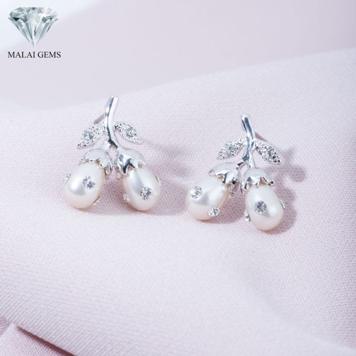 malai-gems-ต่างหูเพชร-เงินแท้-silver-925-เพชรสวิส-cz-เคลือบทองคำขาว-รุ่น51000272-แถมกล่อง-ต่างหูcz-ต่างหูเงินแท้