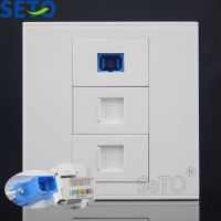 SeTo 86 Type One Port Optical SC Dual Ports RJ45 Cat5e Network Lan Panel Outlet Wall Plate Socket Keystone Faceplate