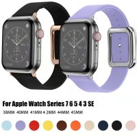 Tali Bundar Kulit Gaya Modern untuk Tali Jam Tangan Apple 8 7 41Mm 45Mm Gelang Jam IWatch Seri 8 6 5 SE 40/44Mm 38/42Mm Gelang Sabuk