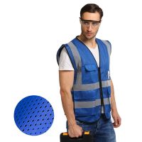 High Visibility Two Tone Blue Mesh Riding Safety Reflective Vest Racing Sleeveless Jacket