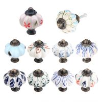 Vintage Drawer Knob Blue White Porcelain Handle Cabinet Cupboard Door Pull Furniture Hardware Handle pulls Drawer Knob Door Hardware Locks