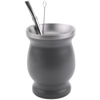 Double-Wall Stainless Yerba Mate Gourd Tea Cup Set Coffee Water Cup with 1 Bombillas Straws Spoon &amp; Clean Brush