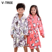 V-TREE Childrens Bathrobe Thicken Soft Boys Girls Flannel Pajamas Warm Baby Towel Kids Nightgown Sleepwear Autumn And Winter