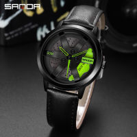 SANDA Men’S Quartz Wrist Watch Clock Leather Strap with Metal Dial Sport Business Waterproof Top nd Simple For Male New 2023