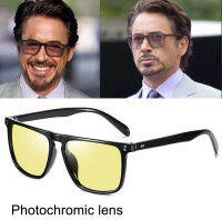 ฮาวาย Tony Stark Photochromic แว่นตากันแดด Polarized Night Driving แว่นตากันแดดเลนส์5S เปลี่ยนสี Chameleon แว่นตากรอบหมึกสี Night Vision823