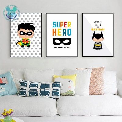 ✻☎ Bat Hero พิมพ์โปสเตอร์ Super Hero Quotes Wall Art สีสันภาพวาดผ้าใบห้องนอนเนอสเซอรี่ Home Deco ภาพวาดผ้าใบเด็กของขวัญ