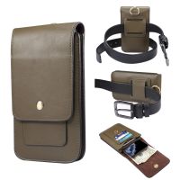 Lambskin Texture Men Phone Universal Double Lattice Waist Bag Leather Case