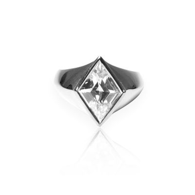 Haus of Jewelry - XS Vertical Ring แหวนเงินแท้ ประดับเพชรคิวบิกเซอร์โคเนีย (Cubic Zirconia)