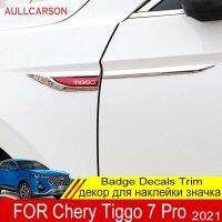 6PCS Stainless Car Side Fender Knife Stickers Emblem Badge Decals Trim Styling Rline For Chery Tiggo 7 Pro 2023 2022 2021 2020