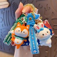 【YF】❇✙  Ballet Company Keychain Cartoon Dancing Piglet Keyring Car Resin Chains Jewelry