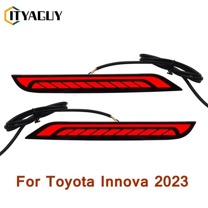 สำหรับ2023โตโยต้ารุ่นอินโนวาที่มีสัญญาณไฟ-bemper-belakang-แสงไฟแอลอีดีสว่าง-3ฟังก์ชั่น-100-กันน้ำ