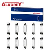 Alkorey หลอดไฟฮาโลเจนโดมอ่านหนังสือภายในรถยนต์,12V C5W 5W ไฟสัญญาณ36มม. 39มม. 41มม. จำนวน10ชิ้น