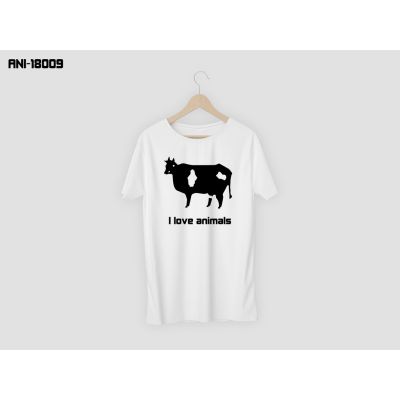 เสื้อยืด "I love animals" ลายวัว CowS-5XL