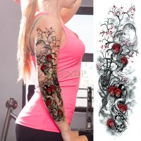 【YF】 Waterproof Temporary Tattoo Sticker rose Plum blossom full arm fake tatto flash tatoo sleeve large size for men women girl lady